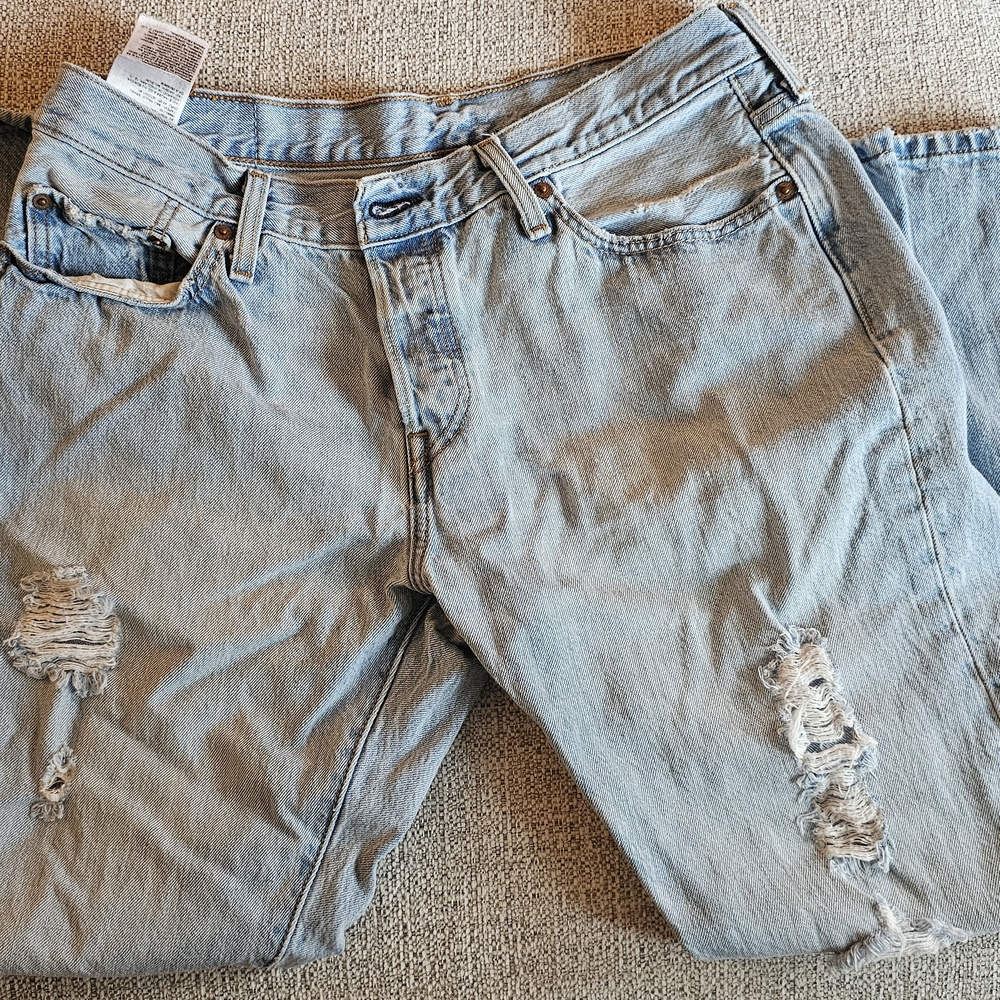 Levi's 501 CT Light Blue Distressed Jeans